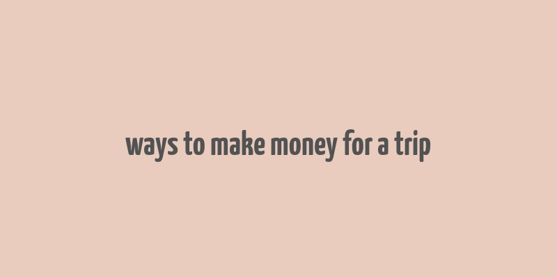 ways to make money for a trip