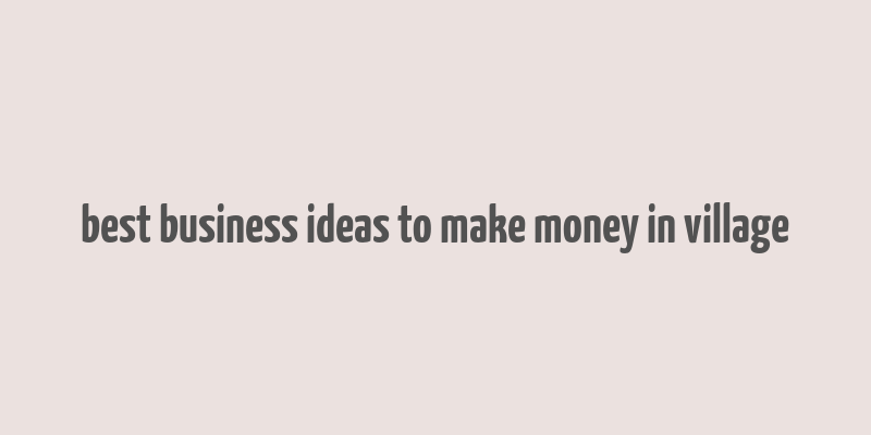 best business ideas to make money in village