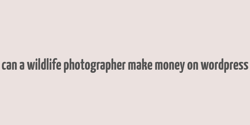 can a wildlife photographer make money on wordpress