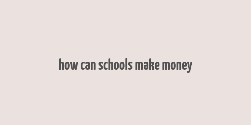 how can schools make money