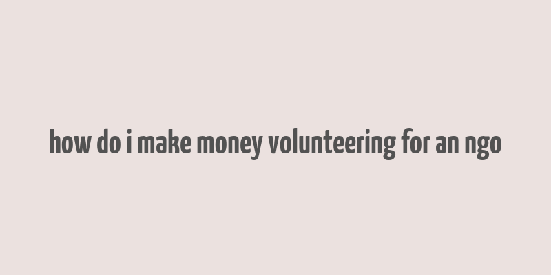 how do i make money volunteering for an ngo