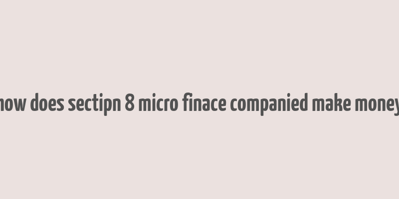 how does sectipn 8 micro finace companied make money