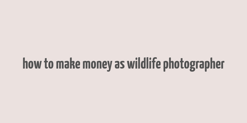 how to make money as wildlife photographer