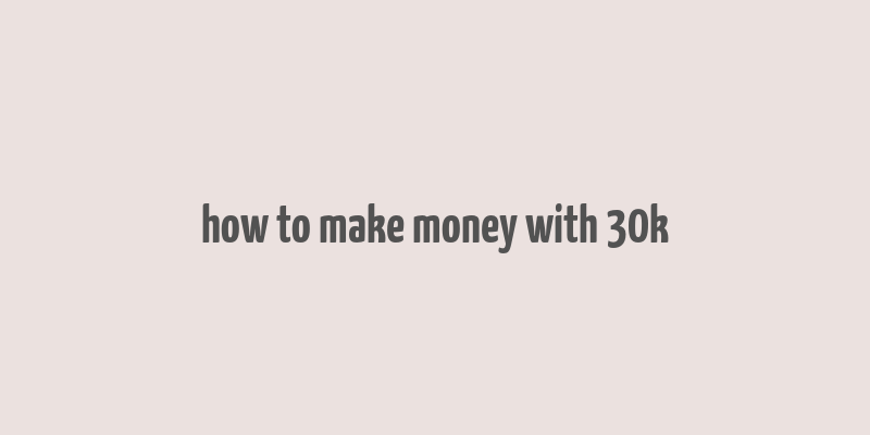 how to make money with 30k