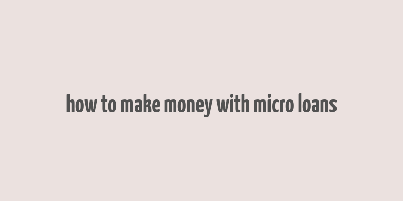 how to make money with micro loans