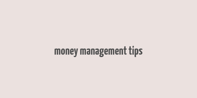 money management tips