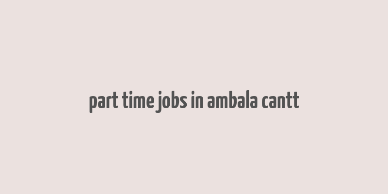 part time jobs in ambala cantt