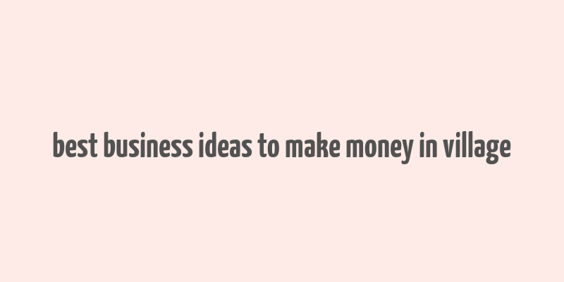 best business ideas to make money in village