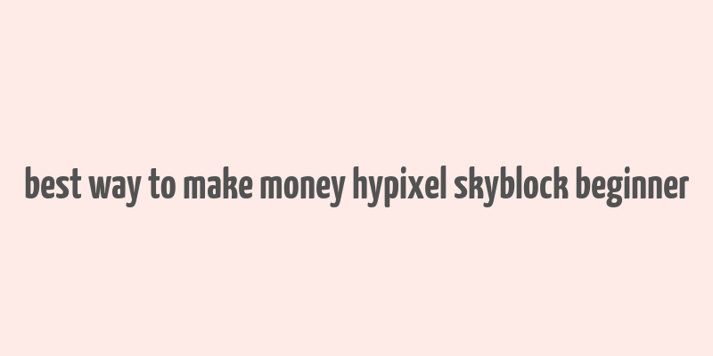 best way to make money hypixel skyblock beginner