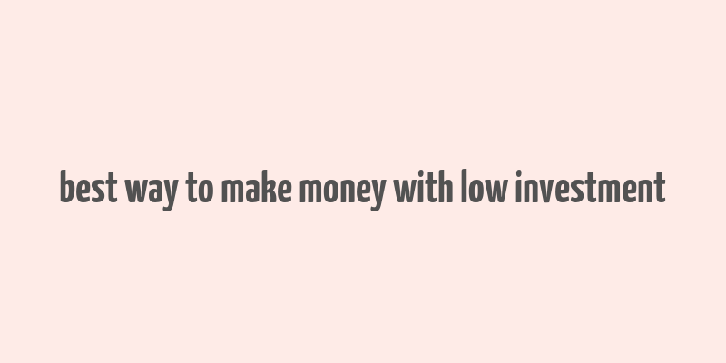 best way to make money with low investment