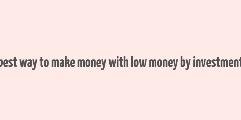 best way to make money with low money by investment