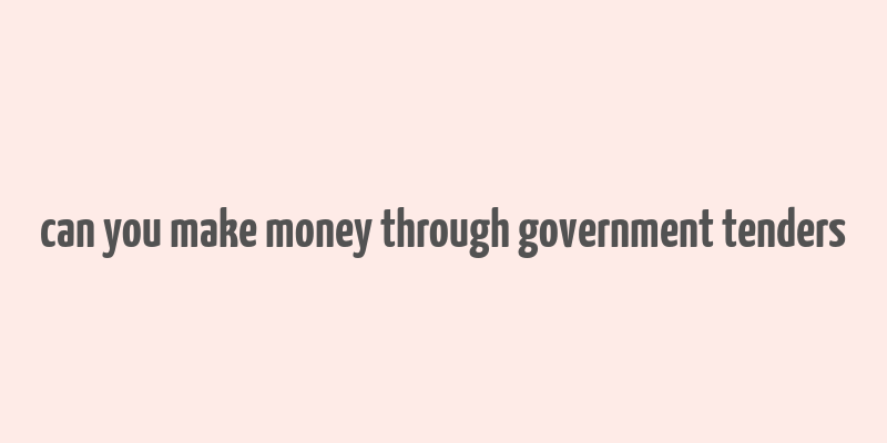 can you make money through government tenders