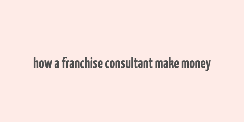 how a franchise consultant make money