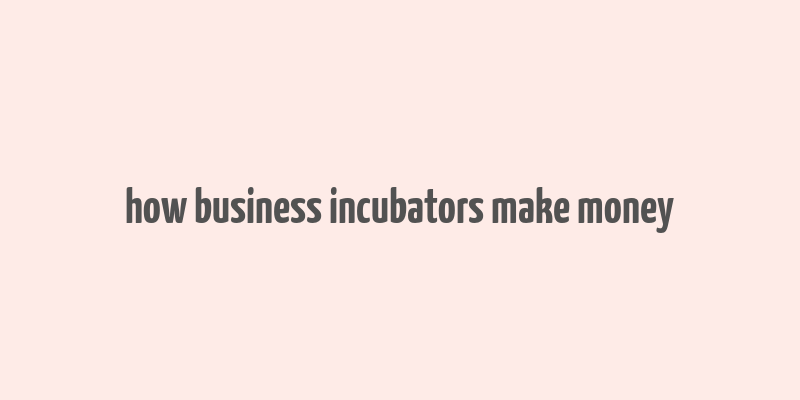 how business incubators make money