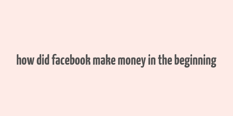 how did facebook make money in the beginning