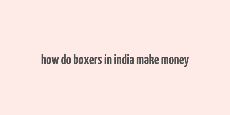 how do boxers in india make money