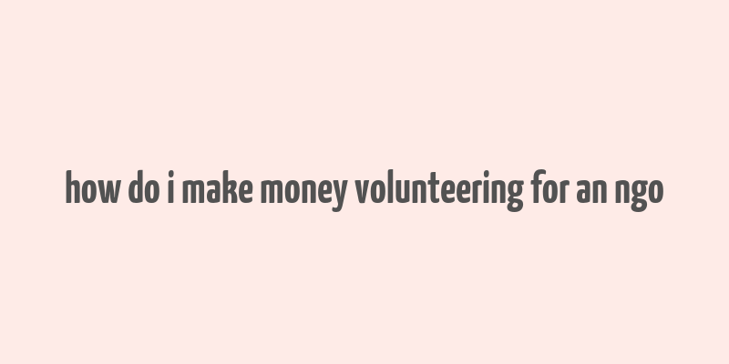 how do i make money volunteering for an ngo