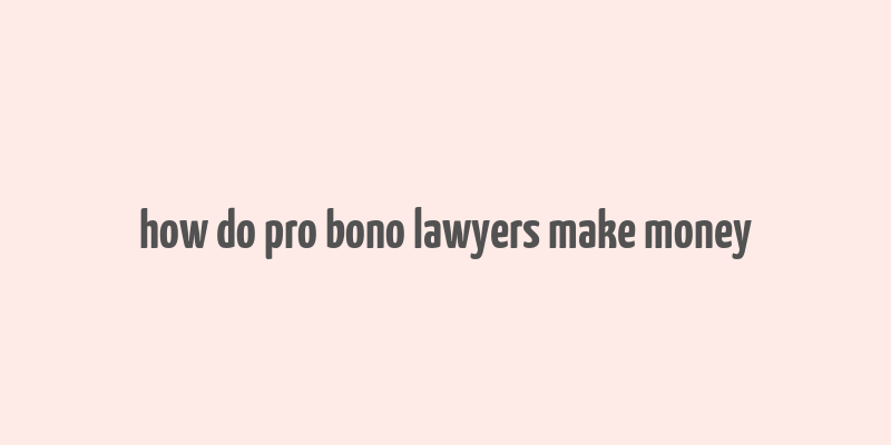 how do pro bono lawyers make money