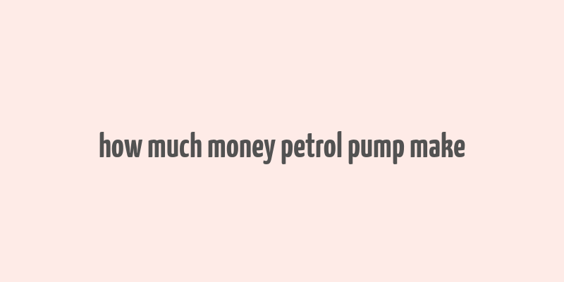 how much money petrol pump make