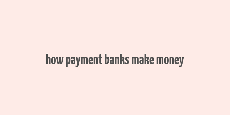 how payment banks make money