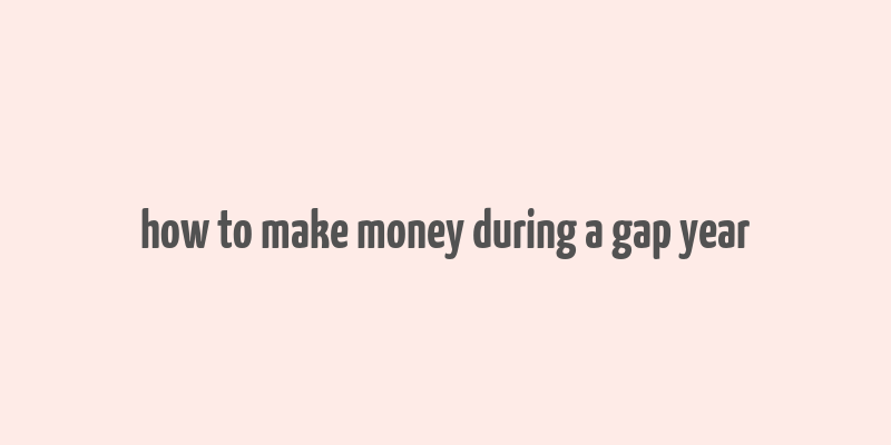 how to make money during a gap year