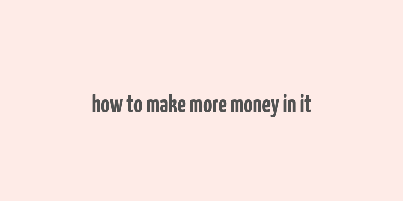 how to make more money in it