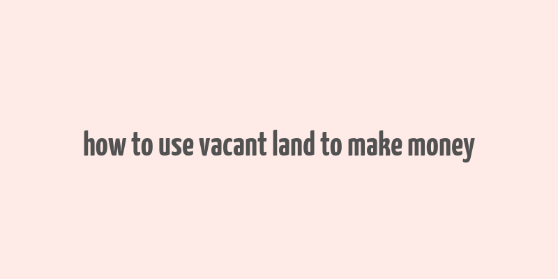 how to use vacant land to make money