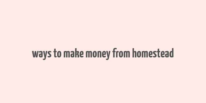 ways to make money from homestead