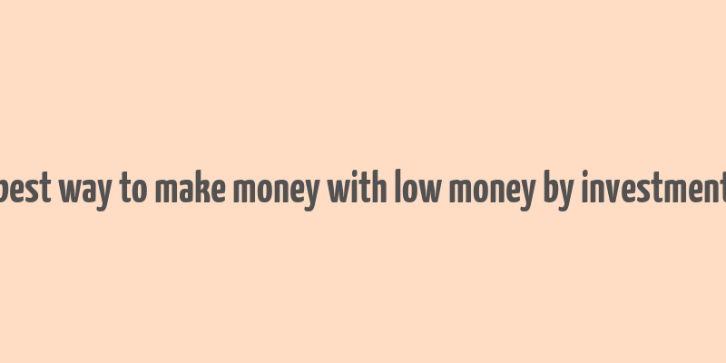 best way to make money with low money by investment