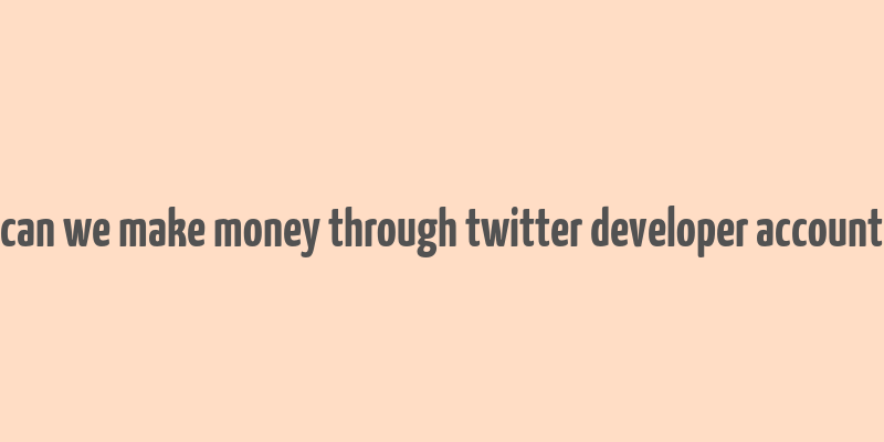 can we make money through twitter developer account