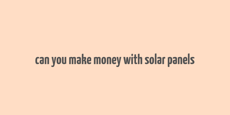 can you make money with solar panels