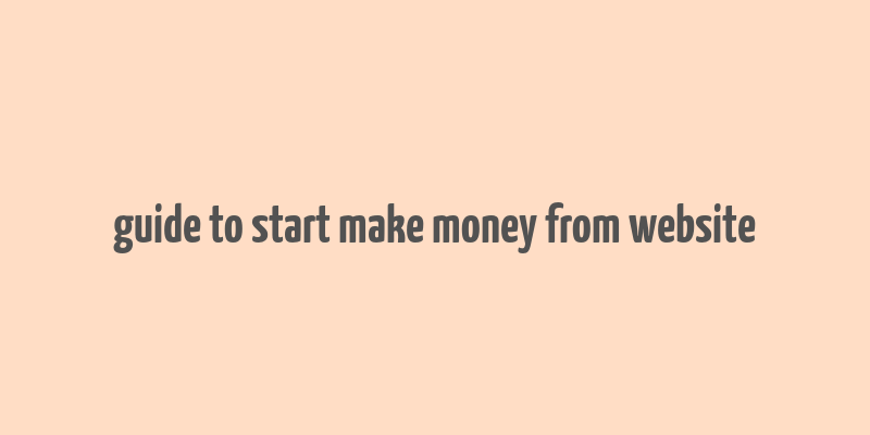 guide to start make money from website