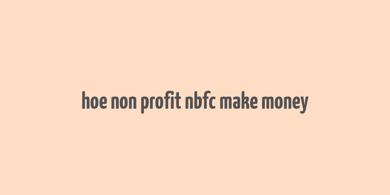 hoe non profit nbfc make money