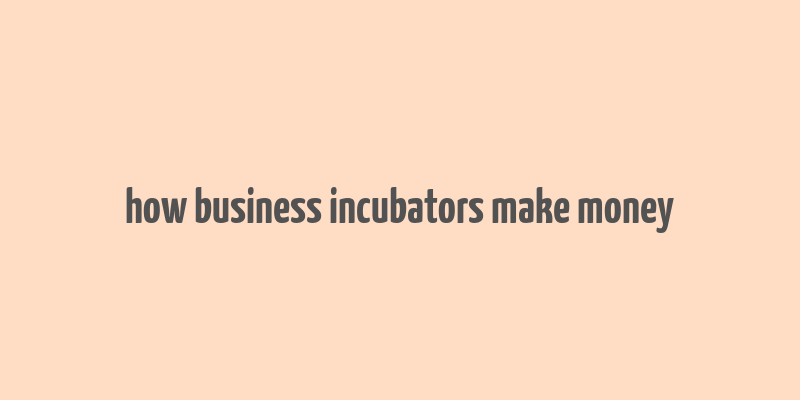 how business incubators make money