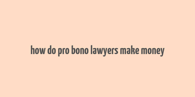 how do pro bono lawyers make money