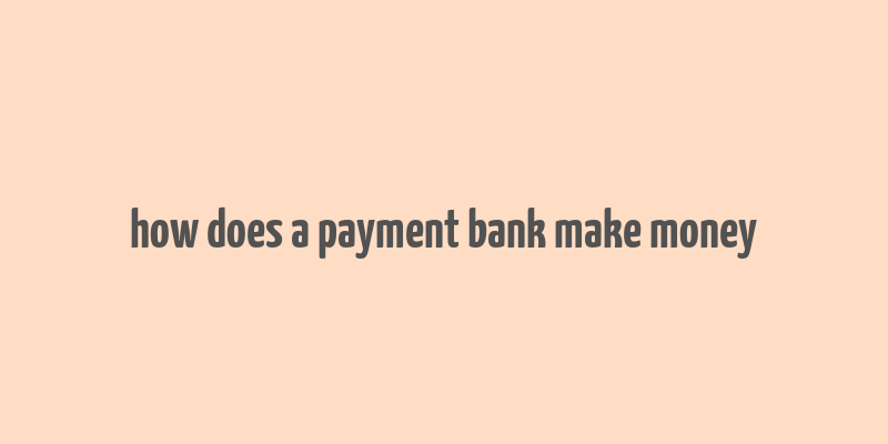 how does a payment bank make money