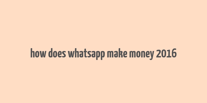 how does whatsapp make money 2016