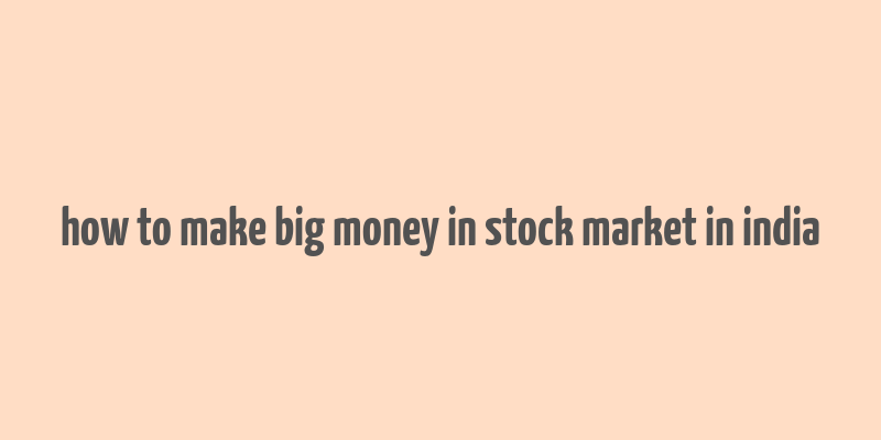 how to make big money in stock market in india