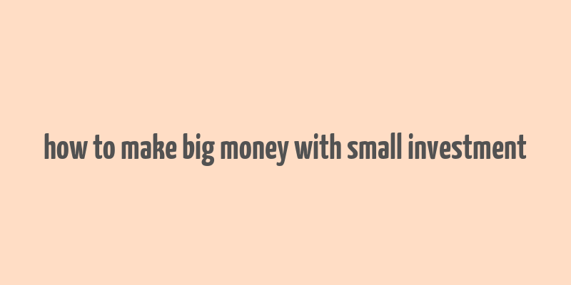 how to make big money with small investment