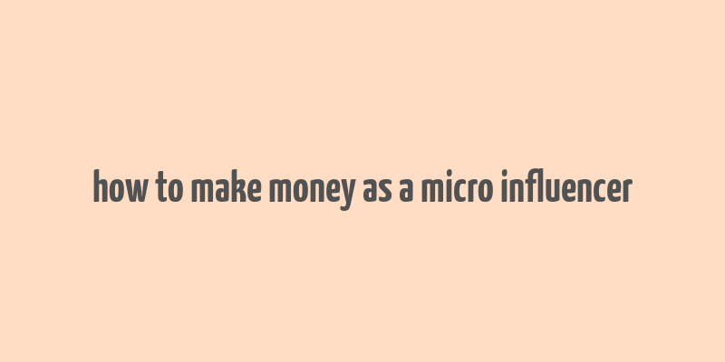 how to make money as a micro influencer