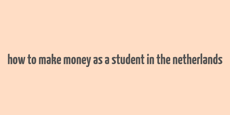 how to make money as a student in the netherlands