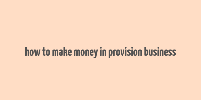 how to make money in provision business