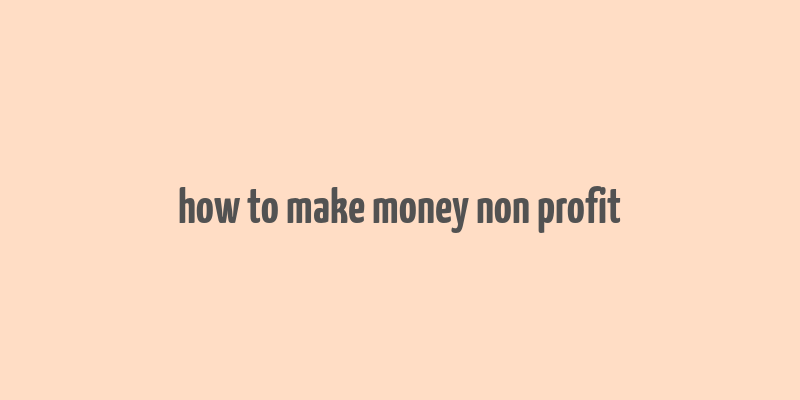 how to make money non profit