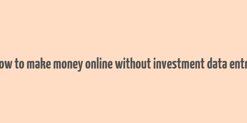 how to make money online without investment data entry