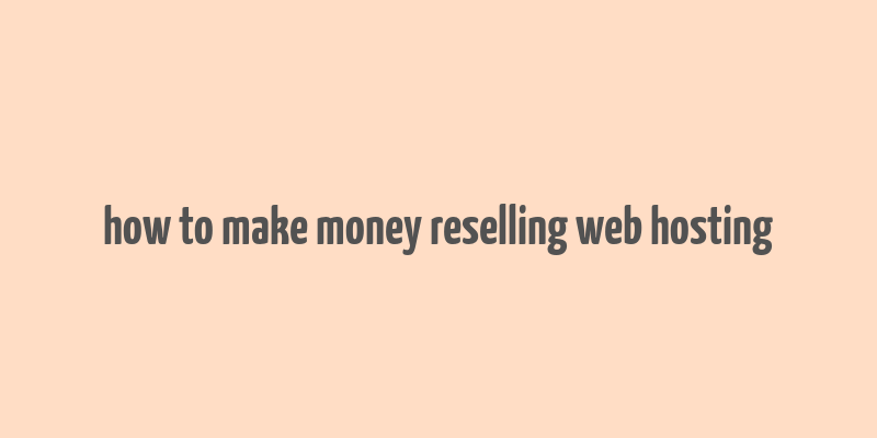 how to make money reselling web hosting