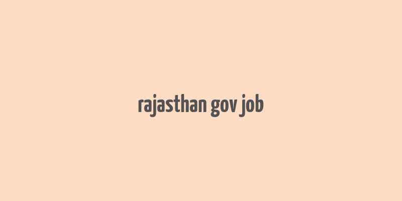 rajasthan gov job