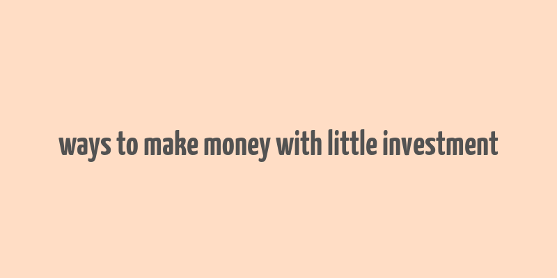 ways to make money with little investment